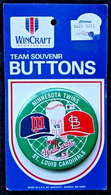 1987 MINNESOTA TWINS V. ST. LOUIS CARDINALS 3.5" WORLD SERIES PINBACK BUTTON - Image 1 of 2