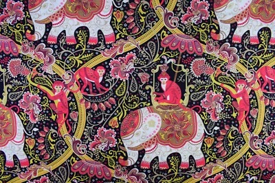 QUILTING TREASURES Indian Elephant fabric, quilting fabric, Monkey fabric, imperial Jungle