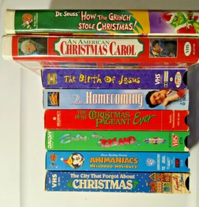 8 VHS lot family An American Christmas Carol Waltons The Homecoming Best Pageant - Picture 1 of 12