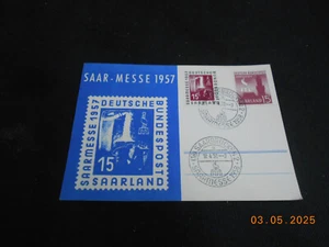 Sonderkarte Saarmesse 1957 Saarbrücken gestempelt Sonderstempel Saarmesse 1958 ! - Picture 1 of 2