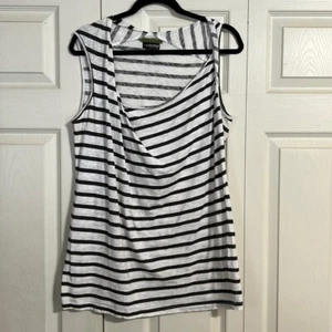 VELVET A PEA IN THE POD Medium Black White Stripe Sleeveless Maternity Tunic - Picture 1 of 7