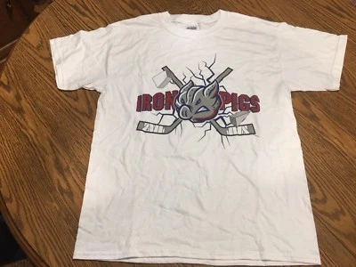 Lehigh Valley Iron Pigs Promotional Logo Youth White T-Shirt, Size Large - NEW - Imagem 1 de 4
