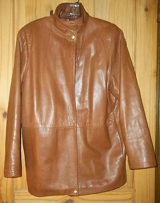 Abrigo de cuero marrón suave Damselle con aislamiento termolita hecho en EE. UU., para mujer S Foto 1 de 4