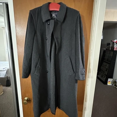 VINTAGE Burberrys Coat Mens Charcoal Loden Wool Overcoat Made in Austria 90s - Image 1 of 4