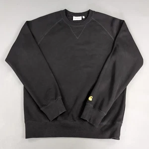 Carhartt Jumper WIP Chase Sweat Mens Small Black Long Sleeve Crew Neck Sweater - Picture 1 of 12