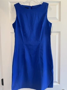 AB Studio Size 10 Royal Blue Pleated Neck Sheath A-Line Dress Career Work NWT - Picture 1 of 15