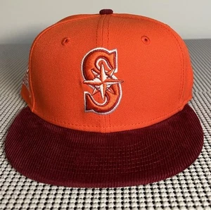 New Era Seattle Mariners 59FIFTY Fitted Hat Cord Visor 20Th Anniv. Patch 7 1/4 - Picture 1 of 6