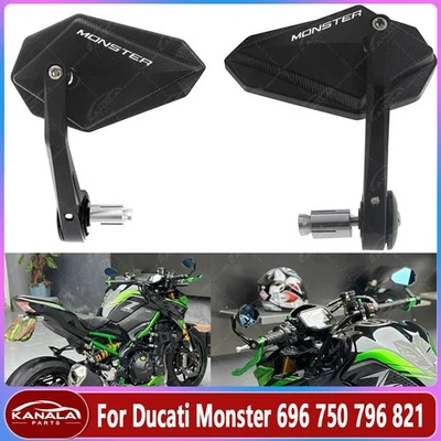 Motorcycle Handle Bar End Side Rearview Mirrors For Ducati Monster 696 796 821 Foto 1 de 4