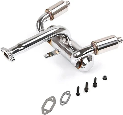 Double Exhaust Pipe Kit for 1/5 HPI ROFUN BAHA ROVAN King Motor Baja 5B Rc Ca... - Image 1 of 4