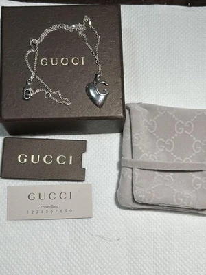 GUCCI Collana Ciondolo Argento 925 Motivo Cuore G Donna SV925 - Immagine 1 di 4