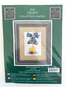 The Craft Collection Limited Cross Stitch Kit VASE OF CAMPANULAS 5.5" X 7.5" - Picture 1 of 1