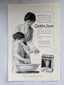 Goblin Soap Works Wonders anuncio impreso madre lavado manos niños - Imagen 1 de 5