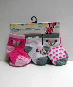 Disney Baby Bow-Dacious Minnie Mouse 6 Pairs Socks Ages 6 ~ 24 Months Pink Girls - Picture 1 of 8