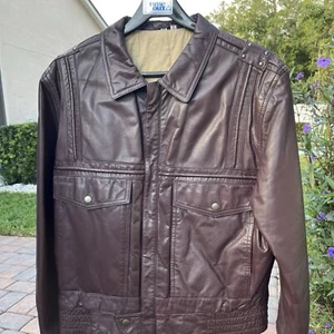 1985 Rage Leather Jacket in Cordovan Red Brown Color Size 40-42 Stylish Retro - Picture 1 of 17