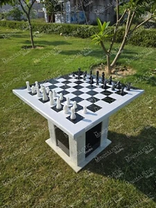 Handmade Marble Chess Table with Player Set  ( Without Stands ) - Picture 1 of 4