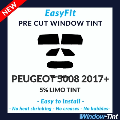 EasyFit Static Pre Cut Window Tint For Peugeot 5008 2017 5% Limo Rear - Image 1 of 3