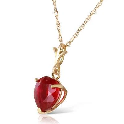 1.45 Carat 14K Solid Yellow Gold Gemstone Necklace Natural Heart Ruby 14"-24" - Image 1 of 4