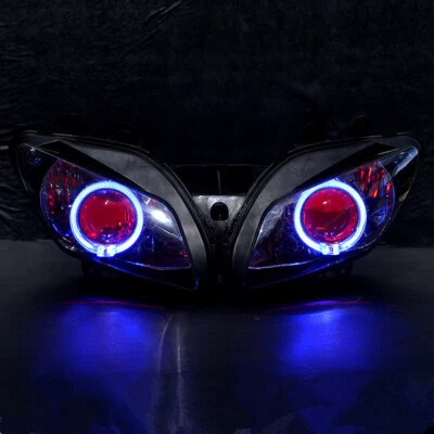 Headlight Assembly Red Demon Blue Angel Eye Halo For Yamaha YZF R1 2002 2003 Foto 1 de 4
