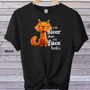 Funny Cat T shirt Graphic Print T shirt Unisex Novelty Tee Soft style T-Shirt - Picture 1 of 19