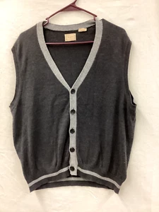 Haggar V Neck vest Button Up black and grey Mens sz small - Picture 1 of 8