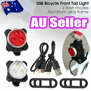 Waterproof Bicycle Bike Lights Front Rear Tail Light Lamp USB Rechargeable IPX4 - Picture 1 of 15