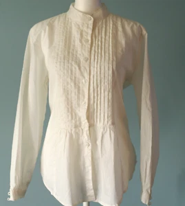 VTG The Vermont Country Store Women's Small Pintuck Pleated White Prairie Shirt - Picture 1 of 24
