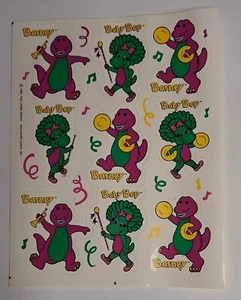 1993 Hallmark Barney Baby Bop Dinosaur stickers 1 sheet 9 stickers - Picture 1 of 2