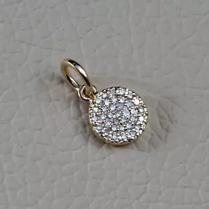 Massiver 14k Gelbgold Scheibe Charm Anhänger echter Diamant Handarbeit runder Anhänger - Bild 1 von 6