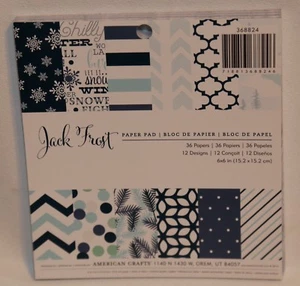 NUEVO JACK FROST 6X6 ALMOHADILLA DE PAPEL AMERICAN CRAFTS 36 Papeles 12 Diseños Cardstock - Imagen 1 de 4