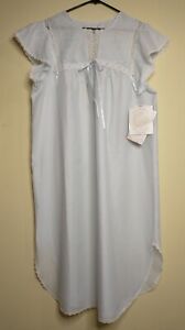 VTG Barbizon Nightgown 1XPlus Blue Cap Sleeve Lace Embroidery Floral NWT Stains