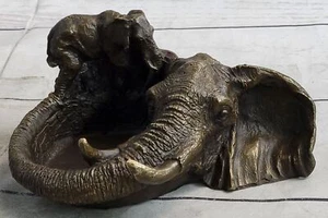 Plato de cenicero de metal bronce elefante arte original hecho a mano por Milo - Imagen 1 de 10