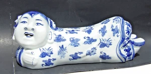 GROSSES Vintage CHINESISCHES Porzellan KOPFSTÜTZENKISSEN handbemalt UNGEWÖHNLICHES DESIGN - Bild 1 von 10