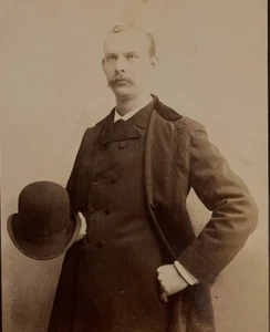 Cabinet Card Man Bowler Hat Arm Akimbo J. Winter South Salina Syracuse NY - Picture 1 of 3