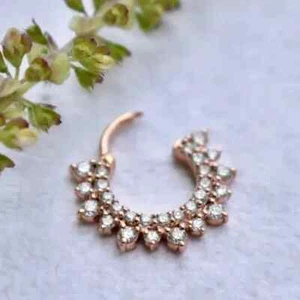 1.50Ct Lab-Created Diamond 14k Rose Gold Plated Silver Clicker Piercing Nose Pin - Picture 1 of 5