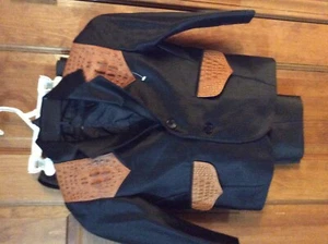 New Old West Boys Suit Jacket with leather inserts 4  &Pants 2 Made in Mexico - Picture 1 of 3