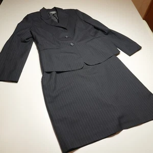 Ann Taylor Skirt Suit Set Womens 14/18 Office Siren Navy Pinstripe Wool Formal - Picture 1 of 24