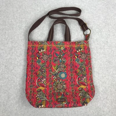 Sakroots Colorful Red Floral Large Tote Purse Boho Owls Handles Crossbody Strap - Image 1 of 4