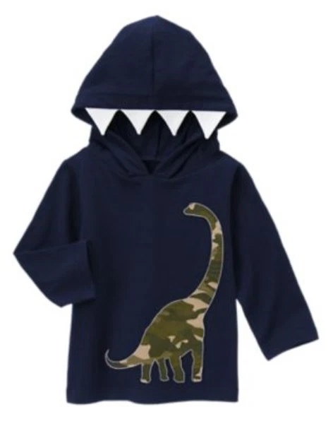 GYMBOREE DESERT EXPLORER NAVY w/ CAMO DINOSAUR HOODED TOP 6 12 18 2T 3T NWT - Image 1 of 1
