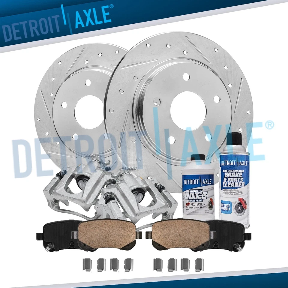 Rotores traseros perforados pinzas pastillas de freno para Town & Country Grand Caravan 2008-12 Foto 1 de 4