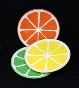 Set of 3 Assorted Fruit Slices Design 6" Ceramic Appetizer Plates by CelebrateIt - Picture 1 of 12