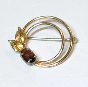 Spilla KREMENTZ oro 14 carati sovrapposizione VINTAGE originale GRANATO - Foto 1 di 4