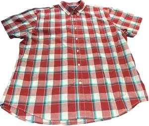 Old Navy Mens Shirt Size 2XL Button-Down Short Sleeve XXL Red Plaid 100% Cotton - Picture 1 of 12