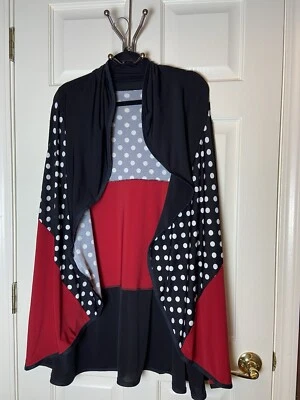 Heydari 女式夹克外套开衫均码黑色红色白色圆点艺术乐趣 — 第 1/4 张图片