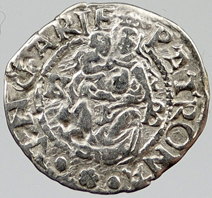 1568 HUNGARY Madonna Baby Jesus Ancient Silver Denar Coin Maximilian II i120344 - Image 1 of 3