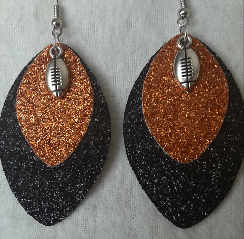 Cincinnati Bengals *Bling* Glitter Double Sided Faux Leather Earrings Cover