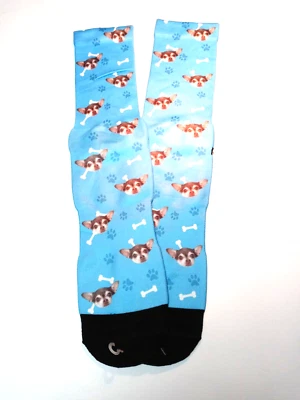 KINDAPET Men's Ankle Socks Blue, Chihuahua, Bones, Paws Size M  Gift, Novelty - Image 1 of 4