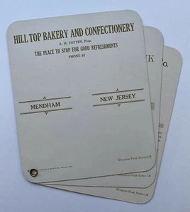 MENDHAM NJ - Hill Top Bakery & Confectionery PAPIERFAN Proben Gruppe ca1922 - Bild 1 von 3