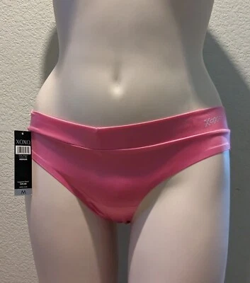 Paquete de 3 bragas para mujer XOXO satinadas sin líneas con logotipo LG negro rosa malva Foto 1 de 4