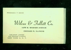 1950's Wilcox & Follett (Chicago, IL.) book publishers business card - Picture 1 of 2