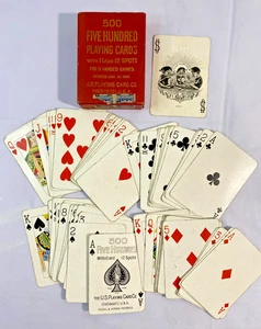 ANTIQUE 500 Five Hundred Playing Cards - w/11 & 12 Spots - US Playing Card Co. - Picture 1 of 12